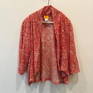 Vintage Large Ruby Rd. Red White Patterned Cardigan Jacket